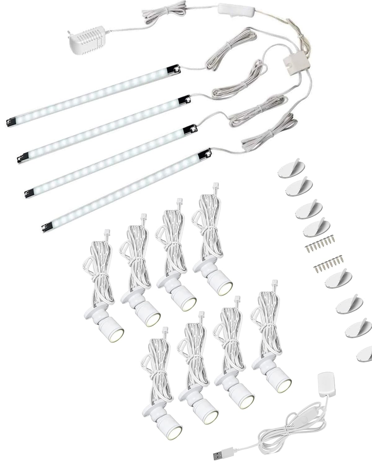 Cefrank(4) LED Display Lights and 8X 1W Mini Spot Lights with Dimmer