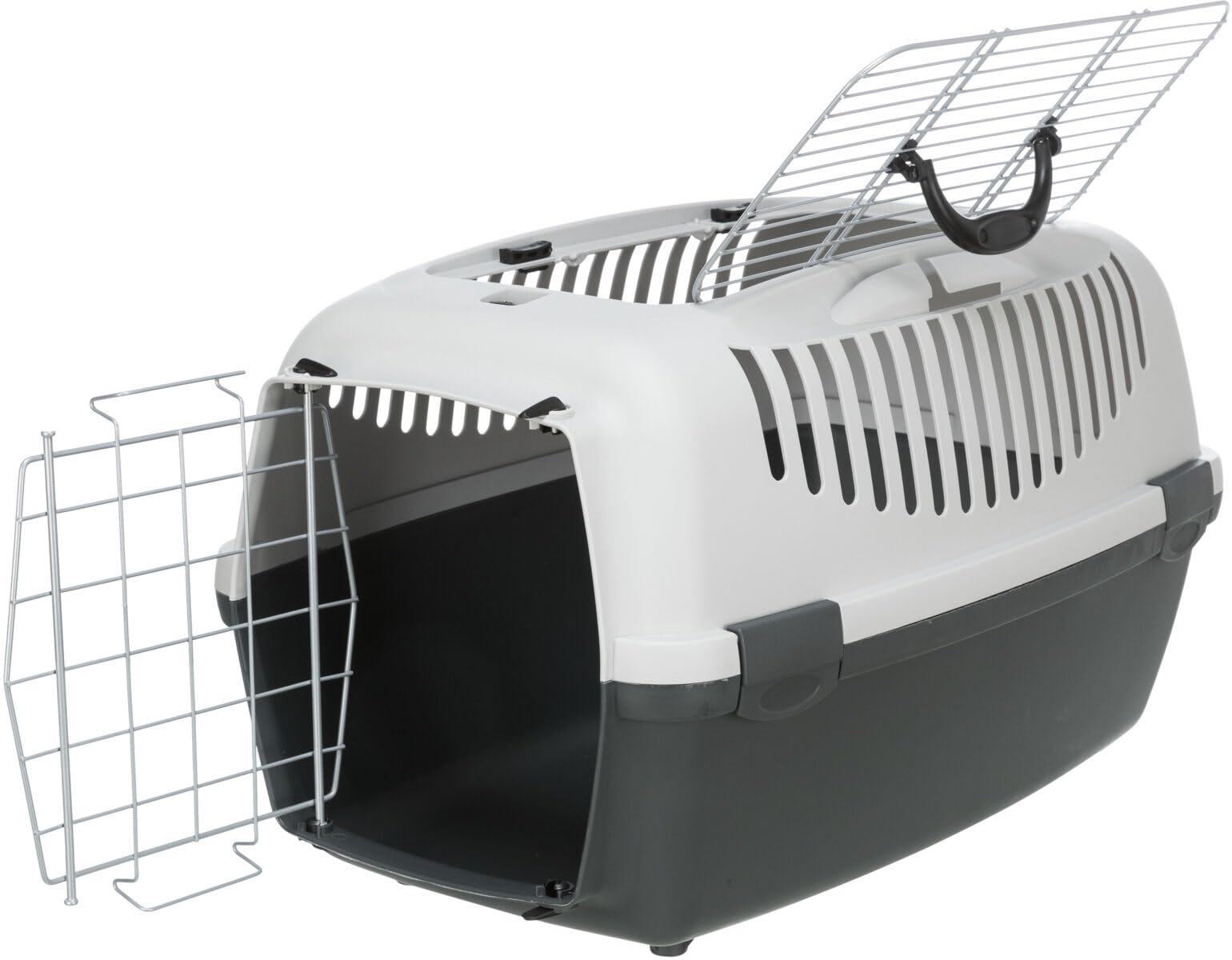 Trixie 39861 Capri 3 Open Top - Trasportino, Per animali fino a 12 kg, Plastica, Grigio chiaro/Grigio scuro, 40 × 38 × 61 cm