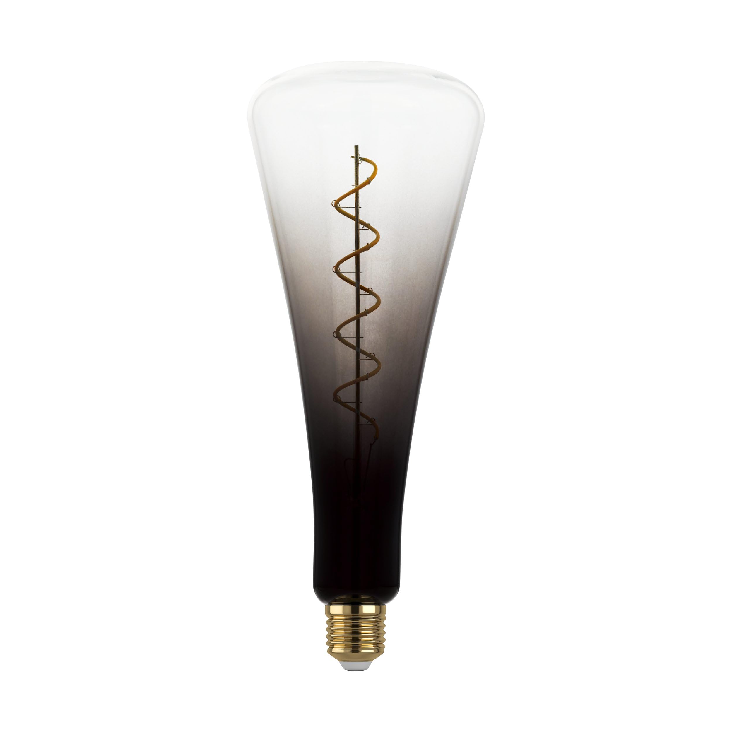 Eglo XXL E27 Dimmable Lamp, Spiral LED Retro Bulb Big Size, Extra-Large Vintage Decorative Light in Grey and Black, 4 Watt, 120 Lumens, Warm White, 1800 K, 28 cm Length