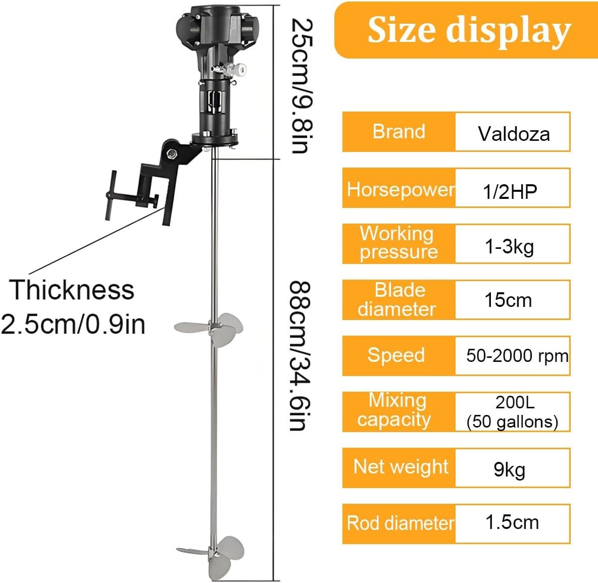 Automatic Pneumatic Paint Mixer 50 Gallon | Industrial Stainless Steel Air Agitator for Coatings, Inks, Adhesives & Chemicals | 200L Paint Mixing Tool