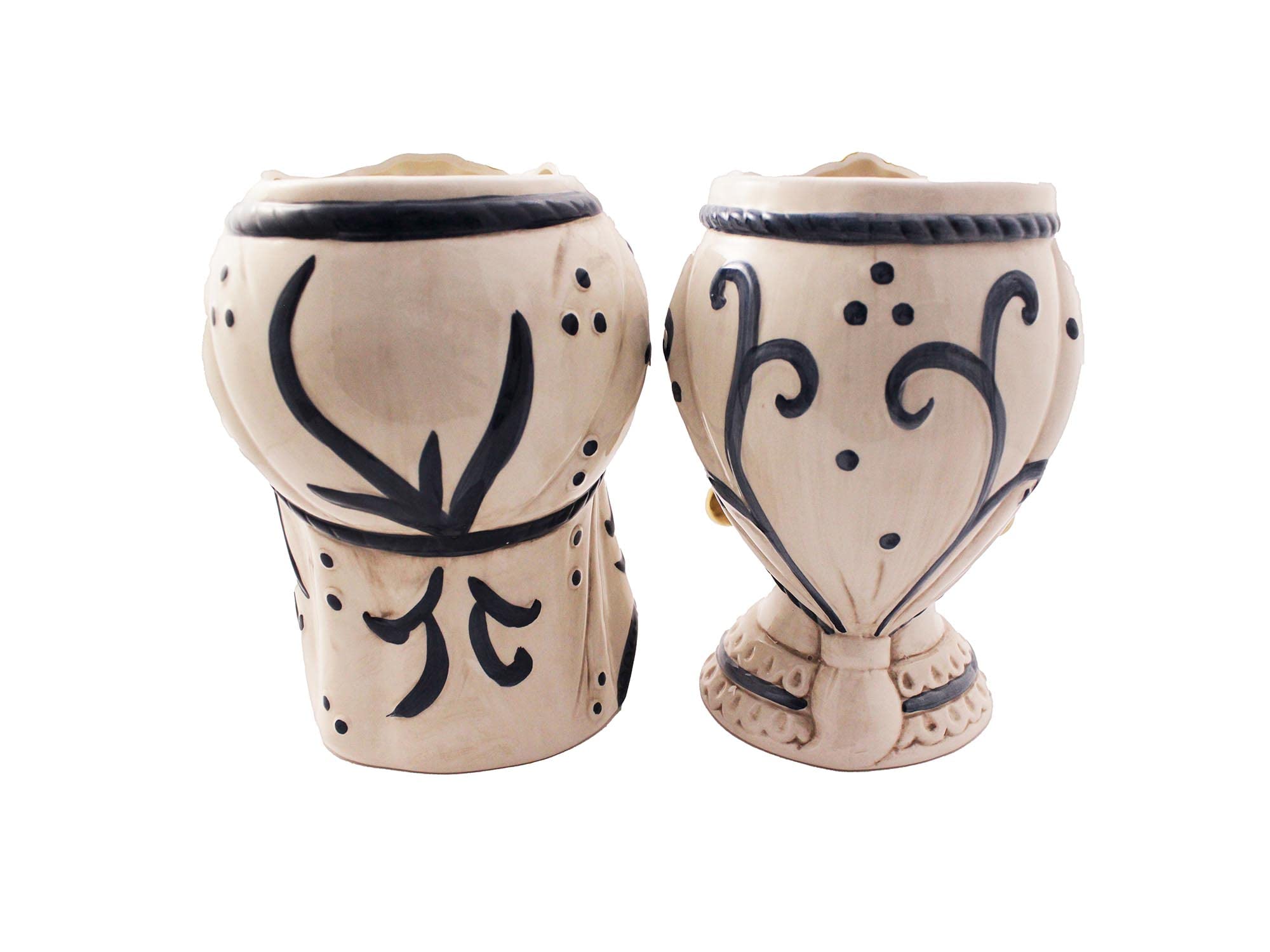 ILAB Coppia Teste di Moro Regina e re in Ceramica siciliana Decorata a Mano Blu e Oro Moderno gic h25cm