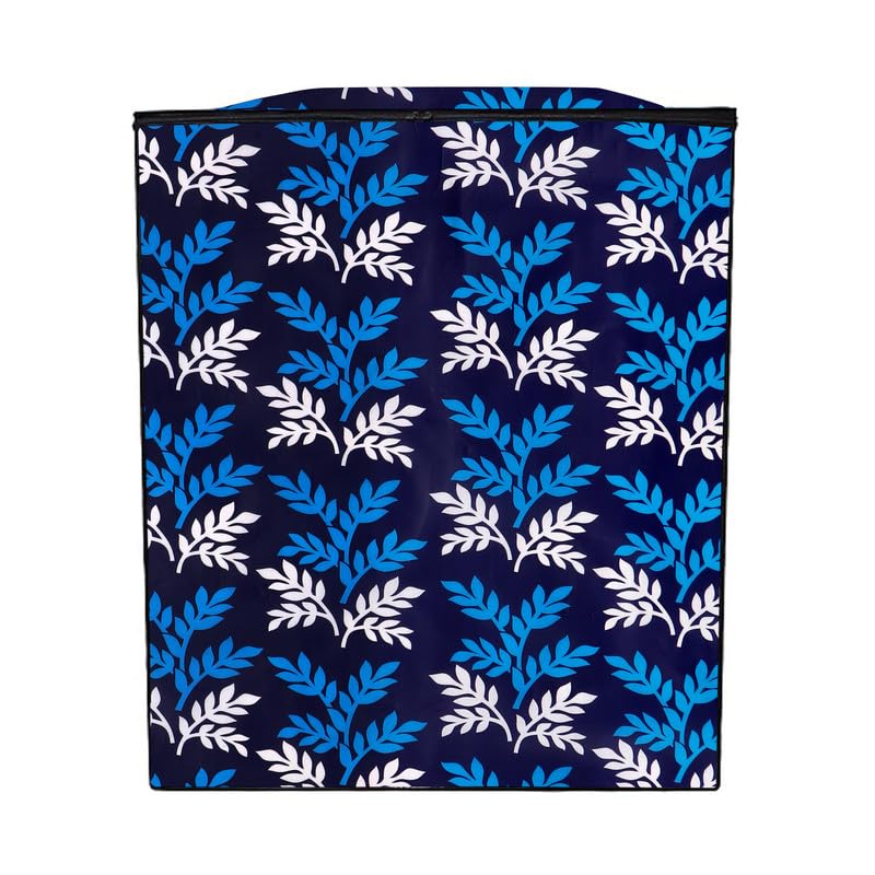 Image of PVC Printed Semi Automatic Washing Machine Cover Compatible For Samsung, Lg, Whirlpool 6Kg, 6.2Kg, 6.5Kg, 7Kg, 7.2Kg, 7.5Kg, 8kg, 8.5kg | Waterproof & Dustproof Cover, Blue leaf.