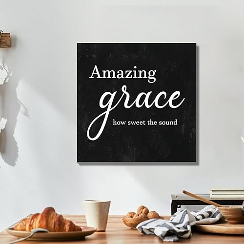 Miniatura 5 de Lienzo impreso con texto en inglés Amazing Grace How Sweet The Sound, arte retro para pared, listo para colgar, obras de arte inspiradoras y