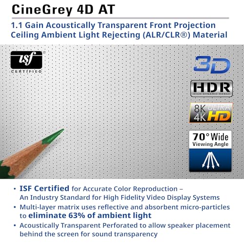 Image of Elite Screens Aeon CineGrey 4D Acoustically Transparent, 150 inch Diag. 16:9, 4K /8K Ceiling Ambient Light Rejecting (CLR /ALR) Fixed Frame Edge Free Sound Transparent Projector Screen, AR150H-ATD4
