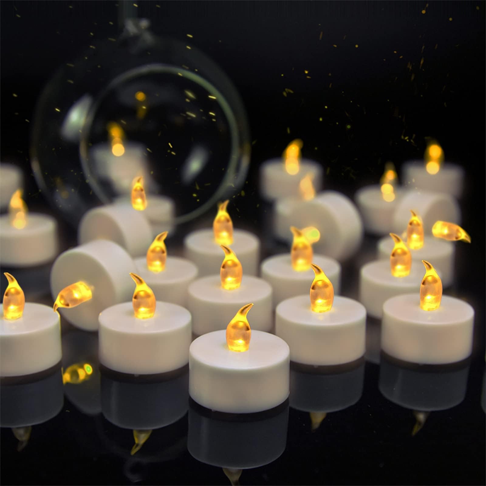 Tea Lights, Flameless LED Tea Lights Candles,Realistic Flickering Warm Yellow Color, Battery