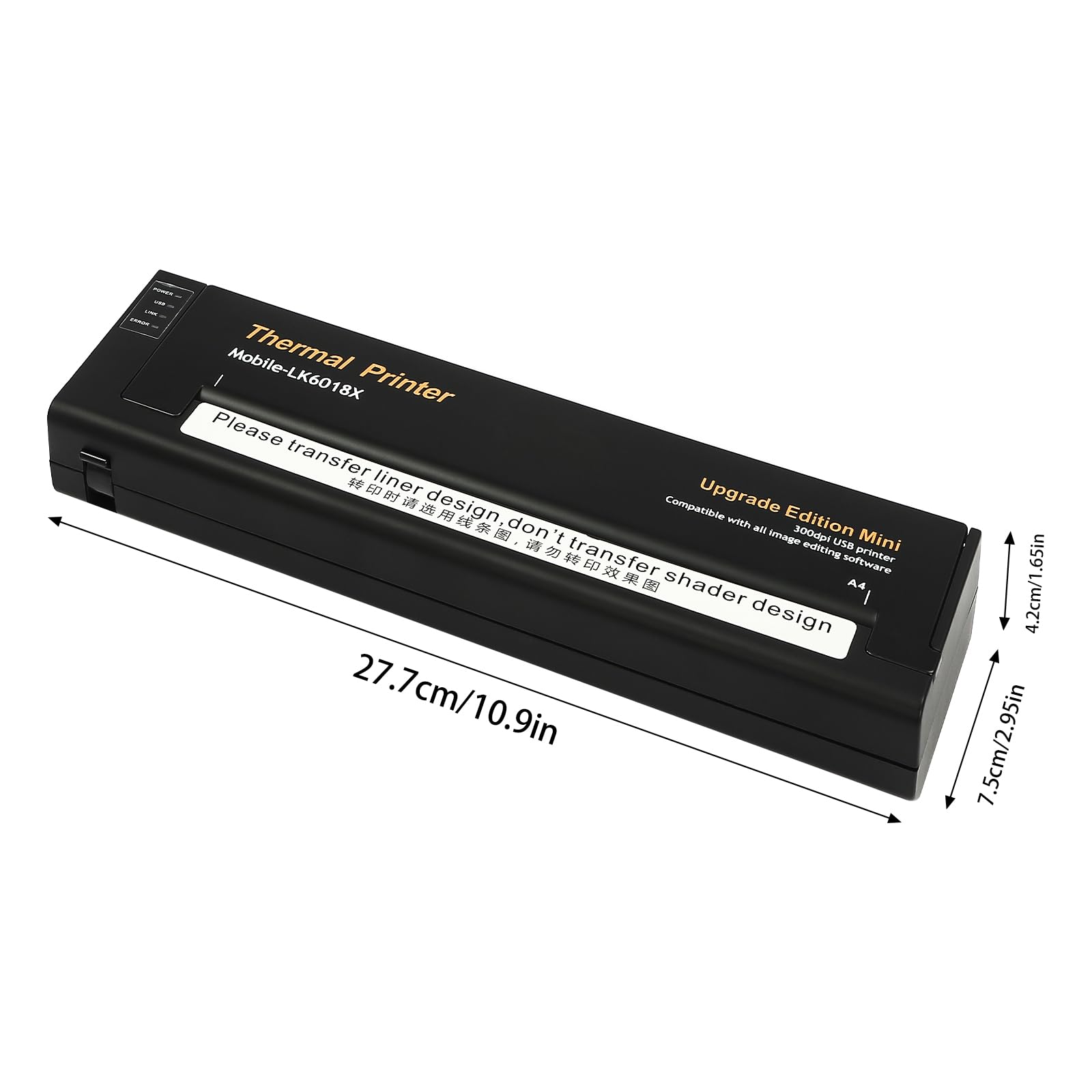 Portable Tattoo Stencil Printer Modern Thermal Tattoo Transfer Machine Kit Rectangular Black Tattoo Transfer Stencil Printer for Tattooing Compatible with Smartphone & PC, Black