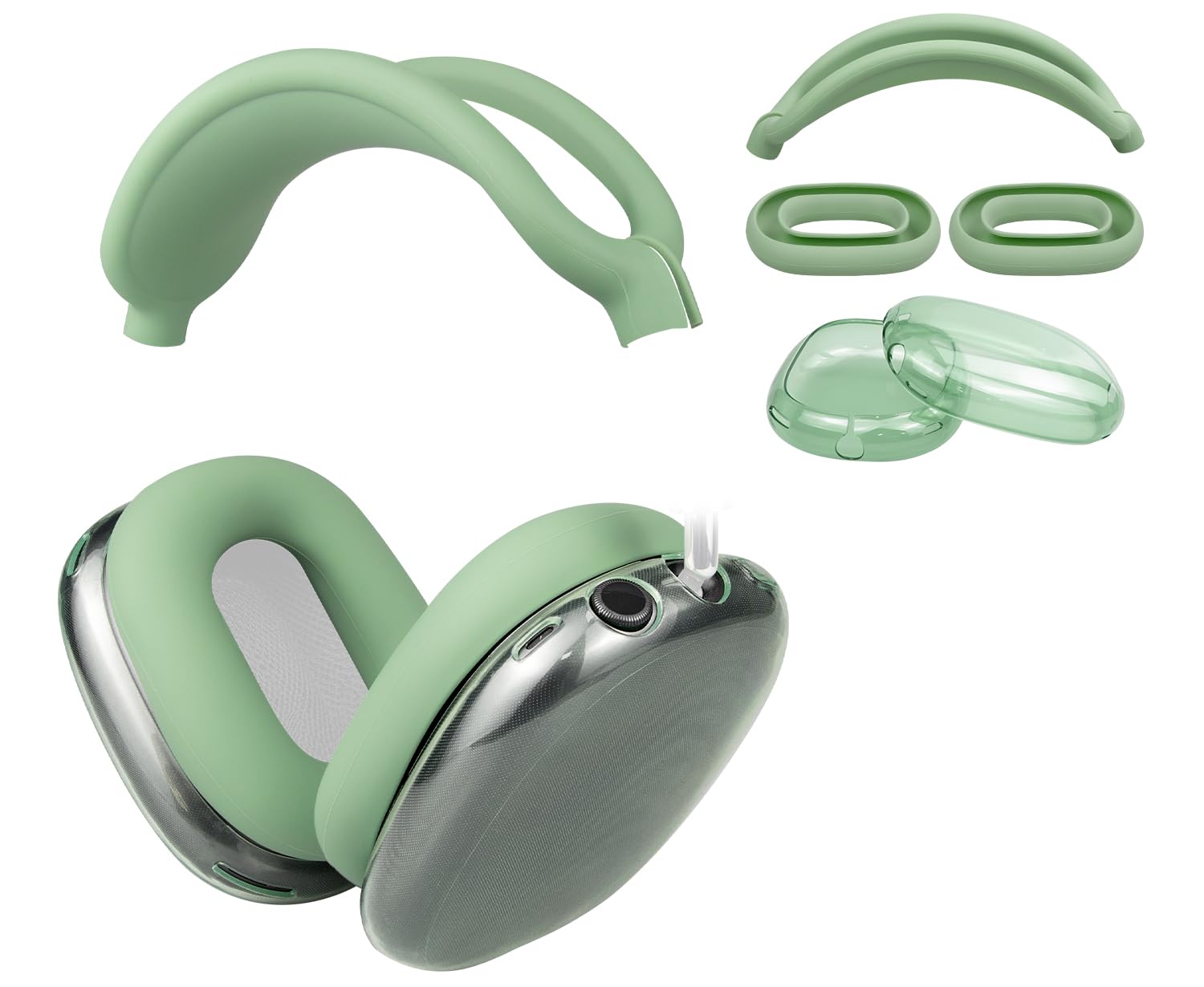 SOULWIT Protective Kit for AirPods Max 2/1 (2026/2024/2020, USB-C/Lightning), Headband Cover + TPU Case Protector + Silicone Ear Pad Covers,