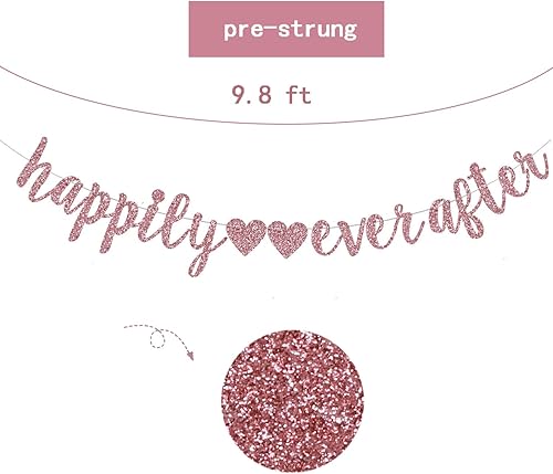 Miniatura 2 de Cartel de Happy Ever After, cartel de oro rosa con purpurina para boda, despedida de soltera, compromiso, decoración de fondo de fiesta de