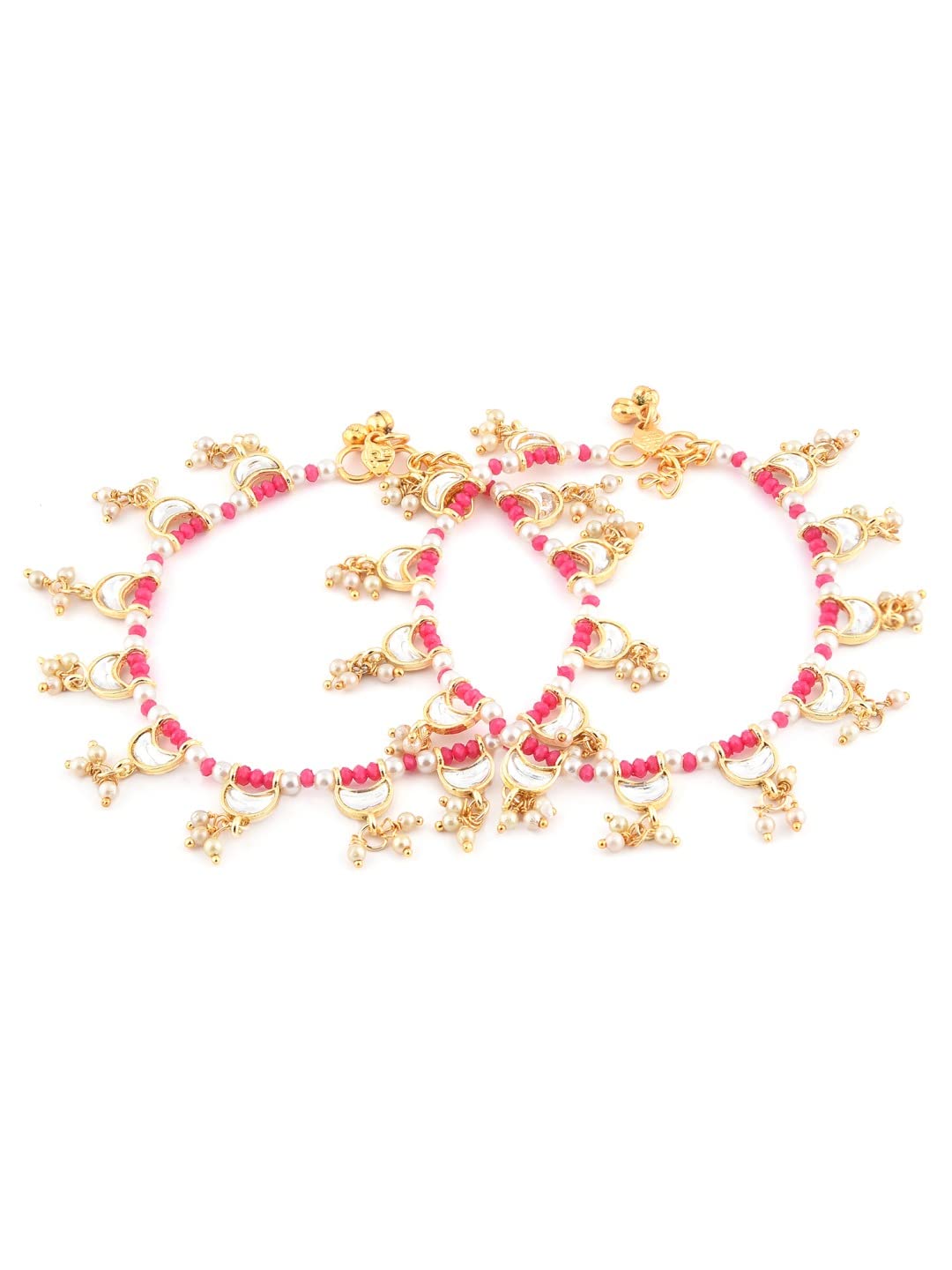 ZAVERI PEARLS Pink Crystals Beaded Crescent Shape Kundan Drop Anklets (2 Payals) For Women-ZPFK11553 (B09NNF2LB1) Amazon Price History, Amazon Price Tracker