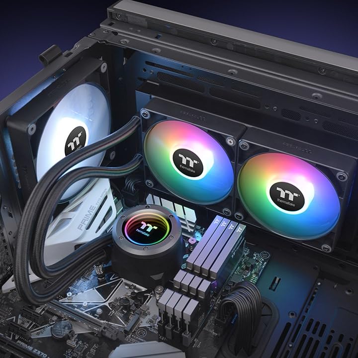 Image of Thermaltake TH240 ARGB Sync V2 CPU Liquid Cooler /AlO Liquid Cooling /Fan 120mm*2 /PWM 500~2000 RPM /Mirror Waterblock /MB ARGB Sync Control, CL-W361-PL12SW-A , Black