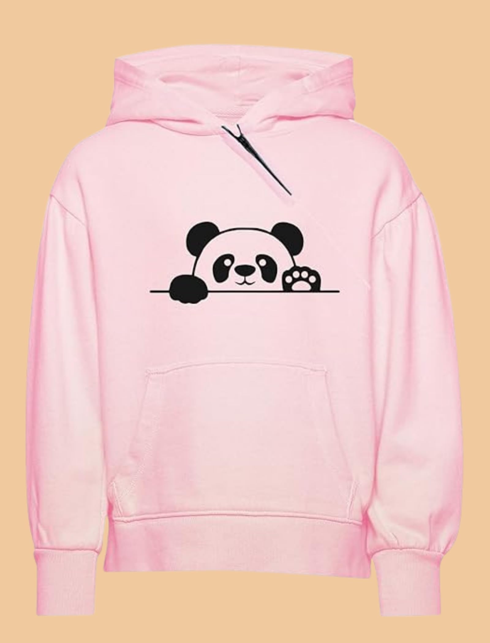 More & More Men's & Women's Regular Fit Cotton Hooded Hoodie (Panda Hoodie Pink-34_Pink_10-12 Years) - Image 4 thumbnail