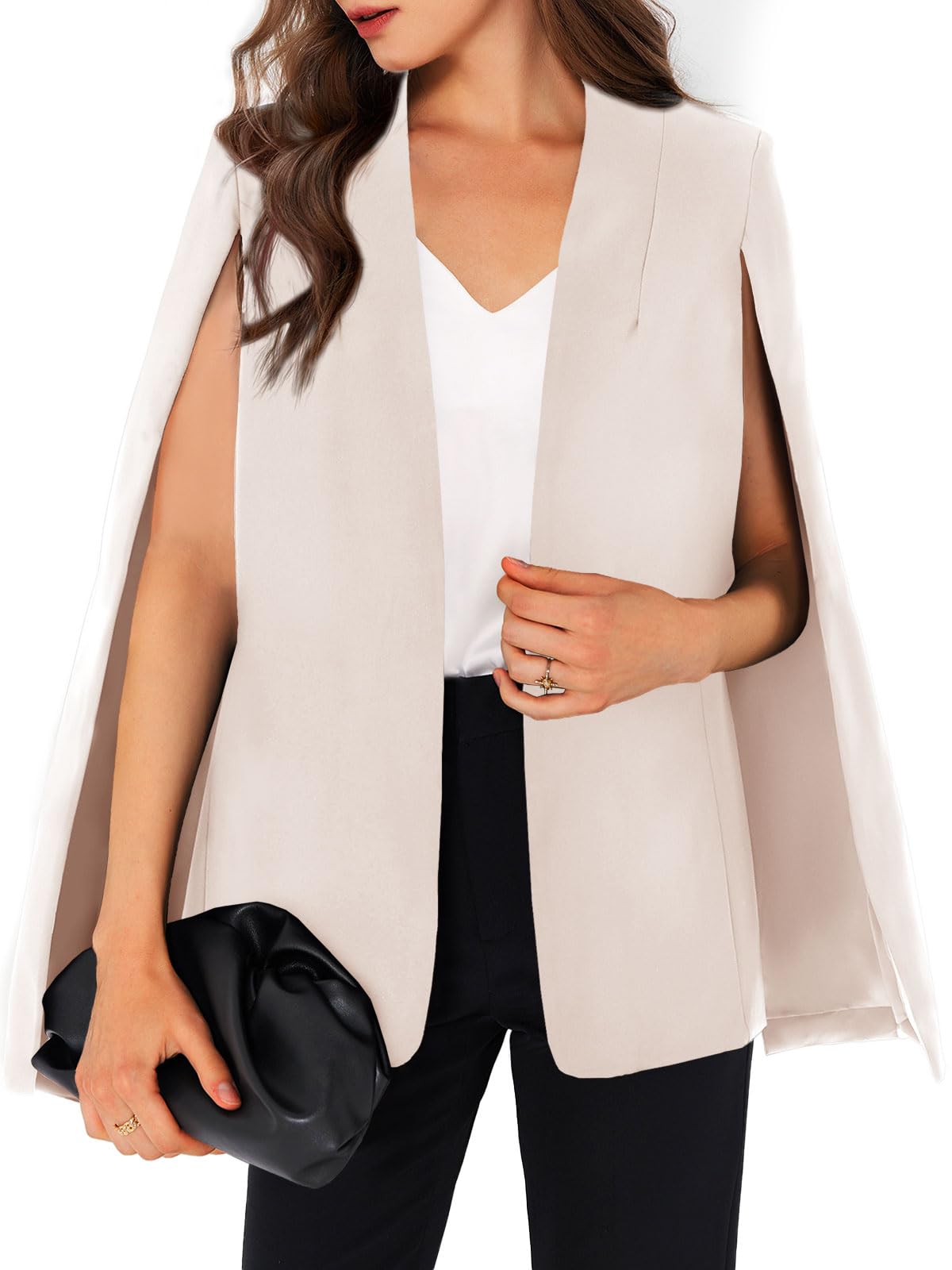 GAMISOTE Womens Cape Blazer Split Sleeve Open Front Casual Jacket Coat  Workwear