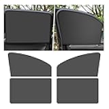 4PCS Car Side Window Sun Shades, Auto Window Sunshades Privacy Curtains Blackout with Magnetic, UV Rays, Heat Protection Stretch Car Window Covers for Sleeping, Camping, Breastfeeding (Front & Back)