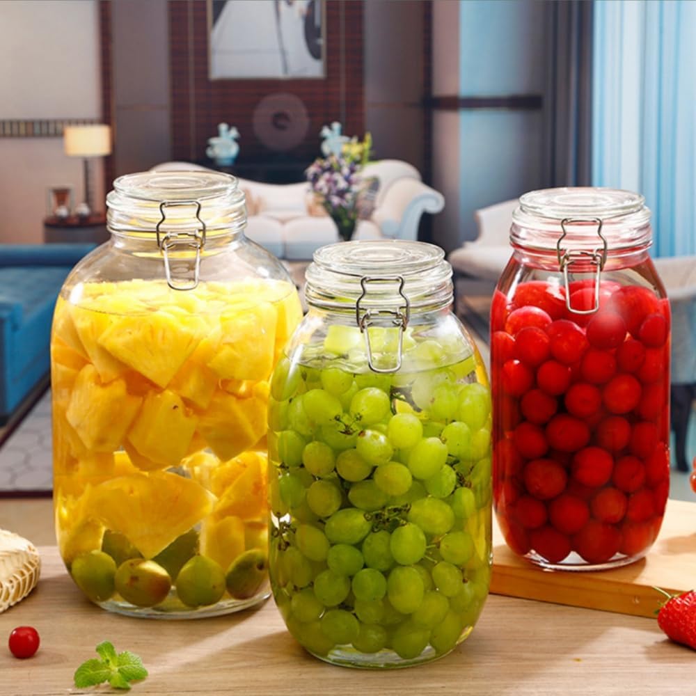 JoFist梅酒 瓶 ガラスびん 果実酒びん 4L/5L/6L/8L/10L 大容量 食品保存容器 密封保存瓶 保存びん 密閉 キャ