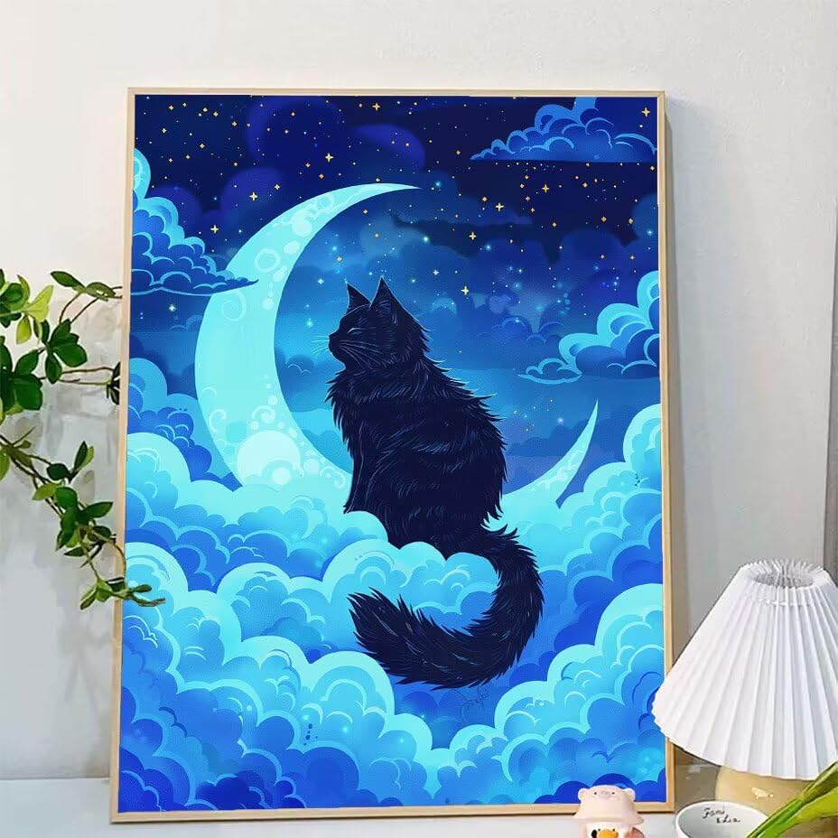Pintar por números adultos sin saber dibujar: kit de lienzo grande de gato 90x120cm y acrílicos 2