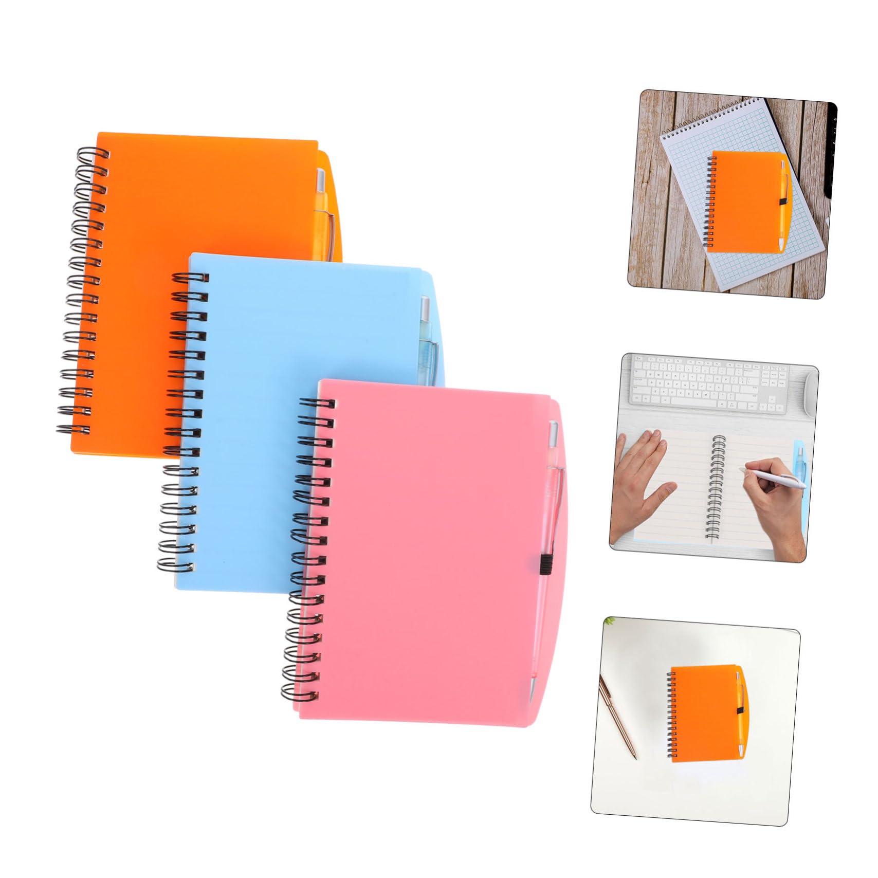 Housoutil Cuaderno Organizador de Espiral, 3 Cuadernos de Notas para Estudiantes y Trabajo, Papel 3 Bolígrafos, Fácil de Llevar