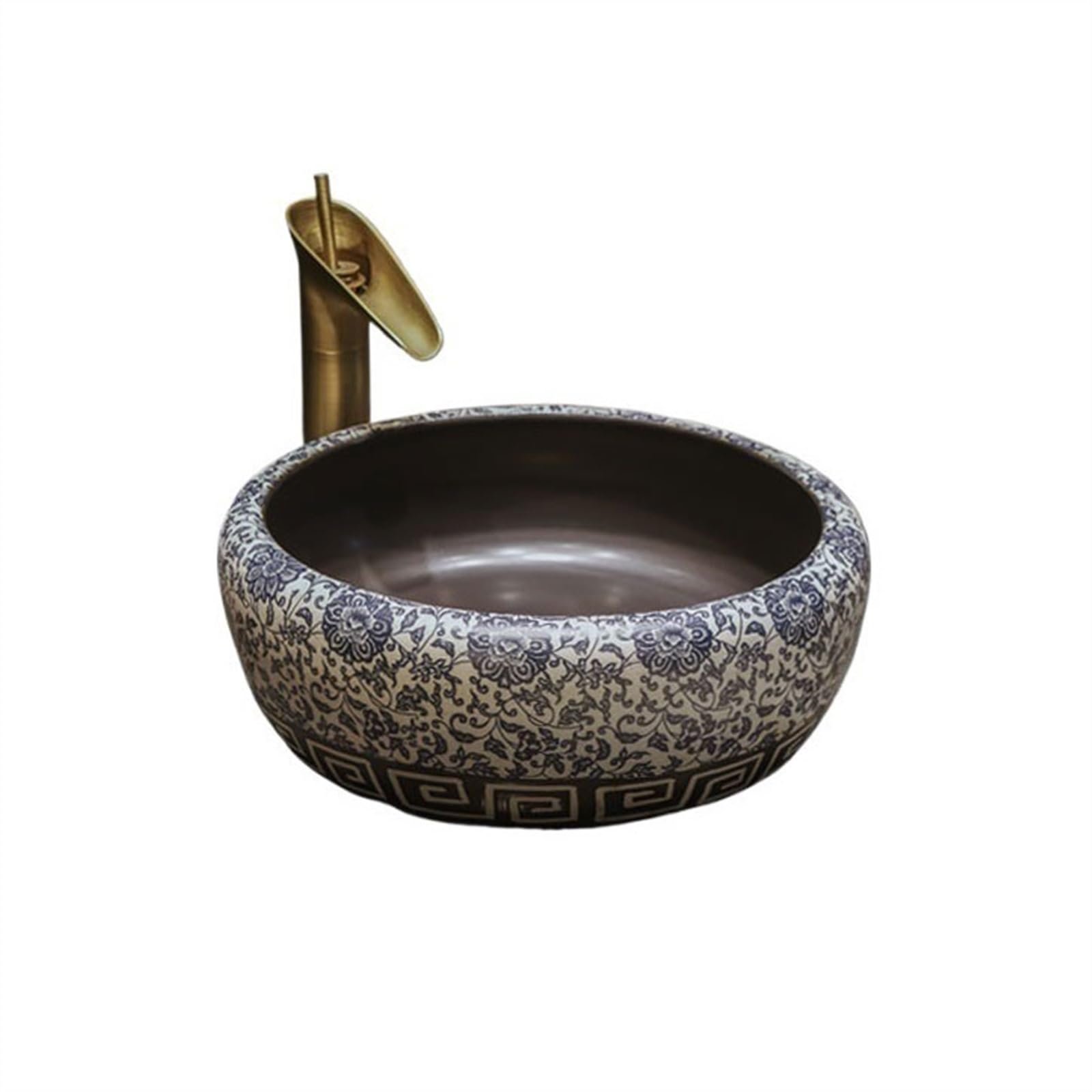 Sjdopulse Vessel Sink Vessel Vanity Sink Vintage Art Countertop Basin Round Antique Ceramic Chinese Hand Wash Basin Bathroom Bathroom Sinks With Accessories Bathroom Sink Ceramic Small