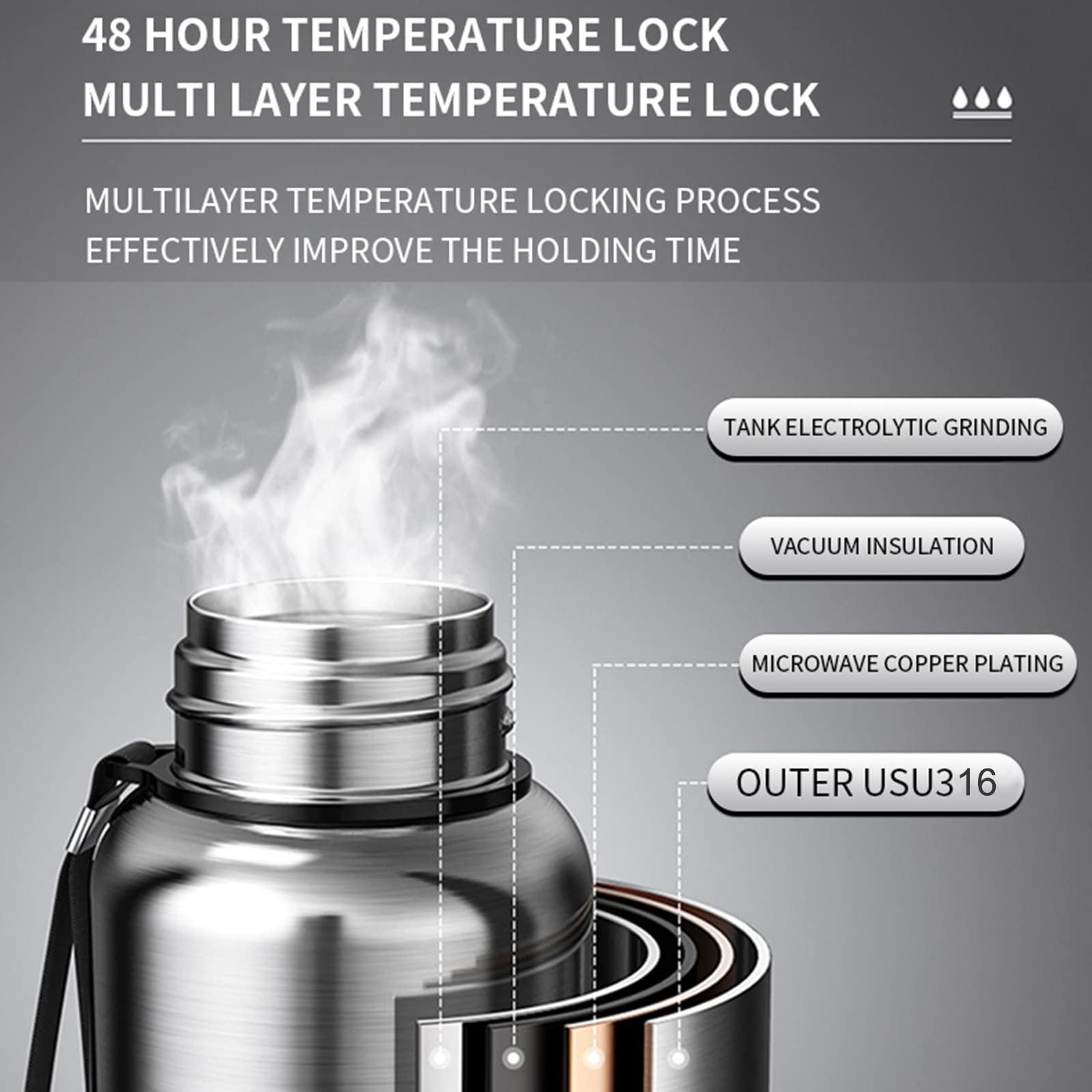2l thermos flask Thermos Brown Gold 2L Stainless Steel Thermal Pot Cold Preservation Flask Ttb-2001 Bwg