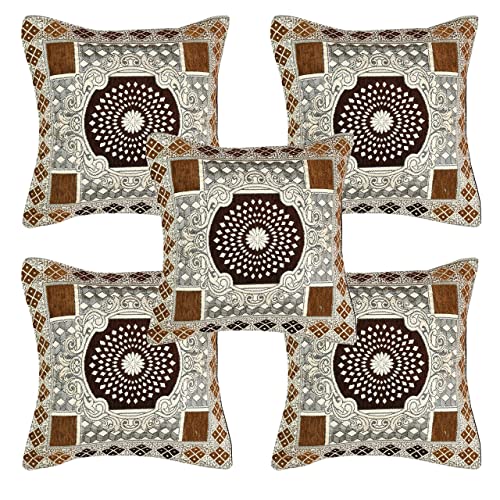 Image of SAWNA Homes Chenille Sofa Cover with Cushion - 3+1+1 Sofa Covers Back 5 Seater Slipcovers for Home - 3 Seater & 2 Seater Protector Panels for Sofa Couch, 16 Piece, Brown