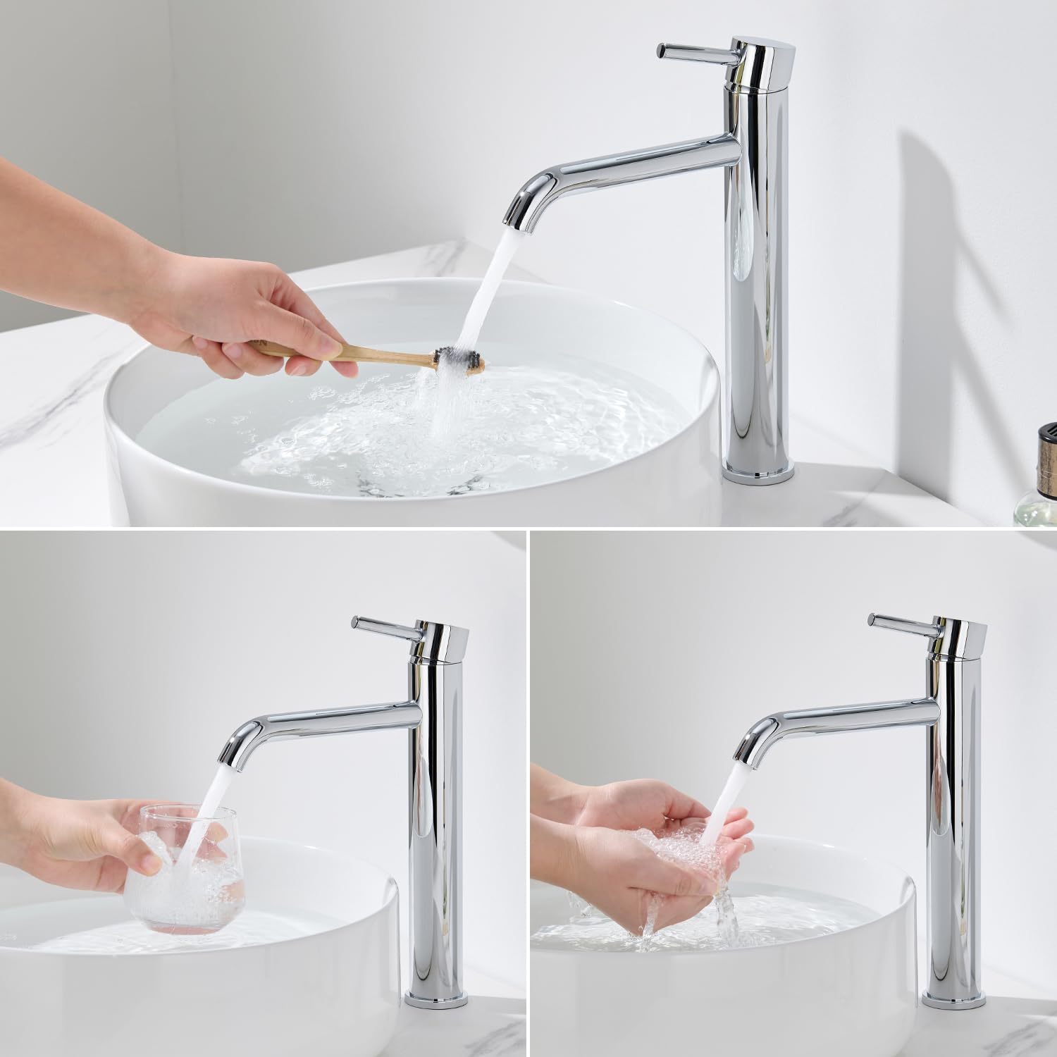 Wasserhahn Bad Hoch, Waschtischarmatur für Aufsatzwaschbecken