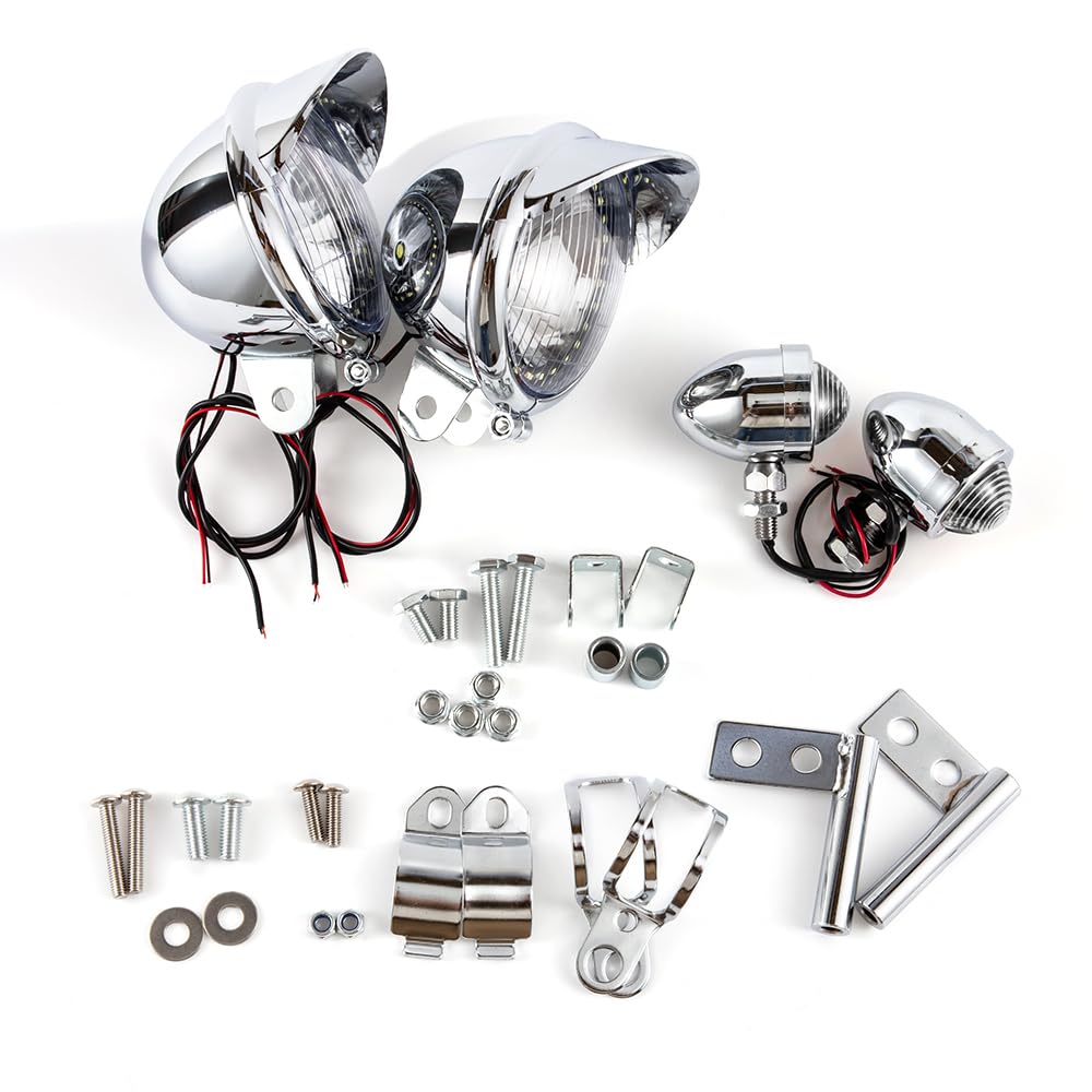 Faretti Moto Supplementari Chrome 1 Set Fendinebbia Moto Cromati Fari Supplementari LED Compatibili Con Shadow VT 750 1100