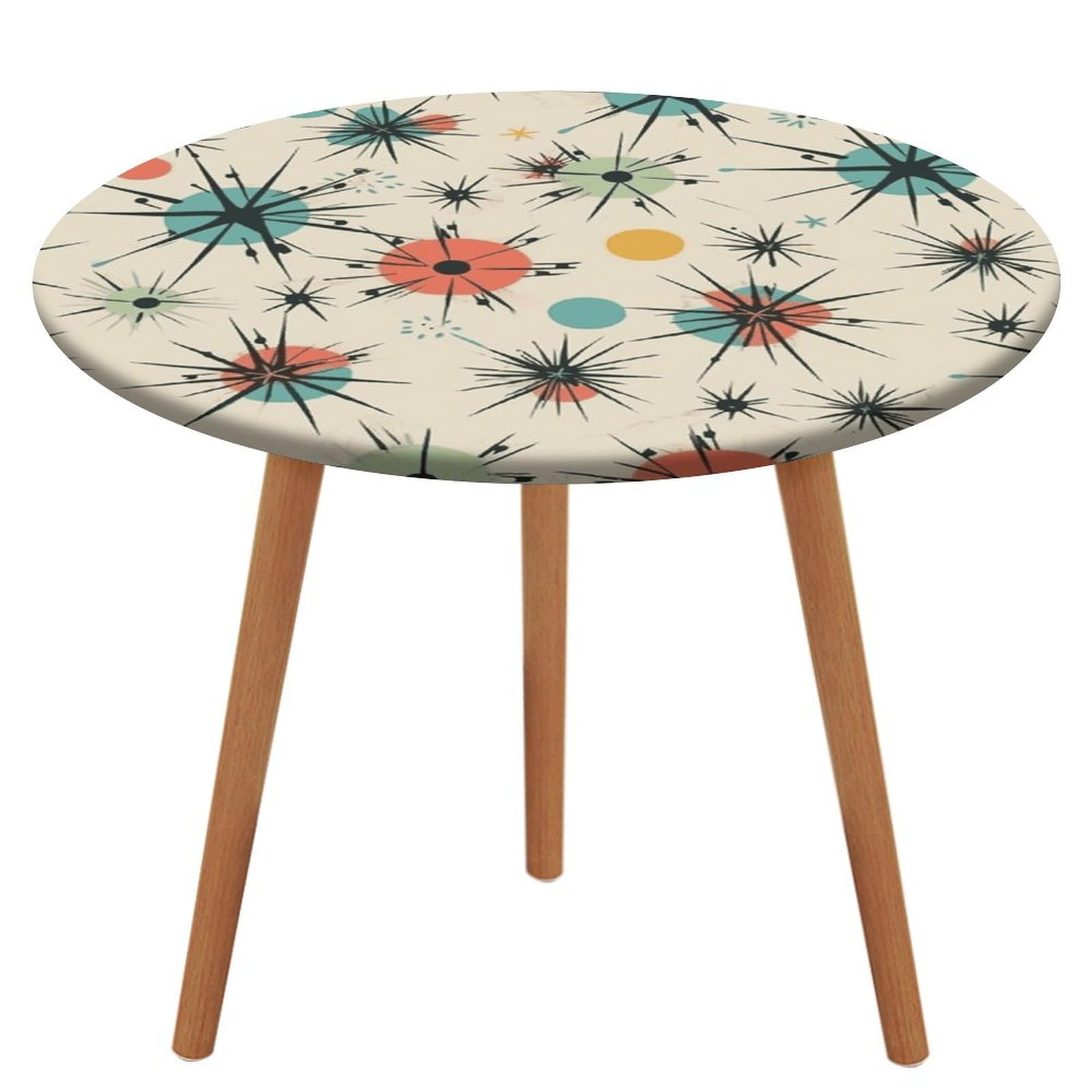 Nappe ronde élastique vintage pour table de camping et repas en extérieur