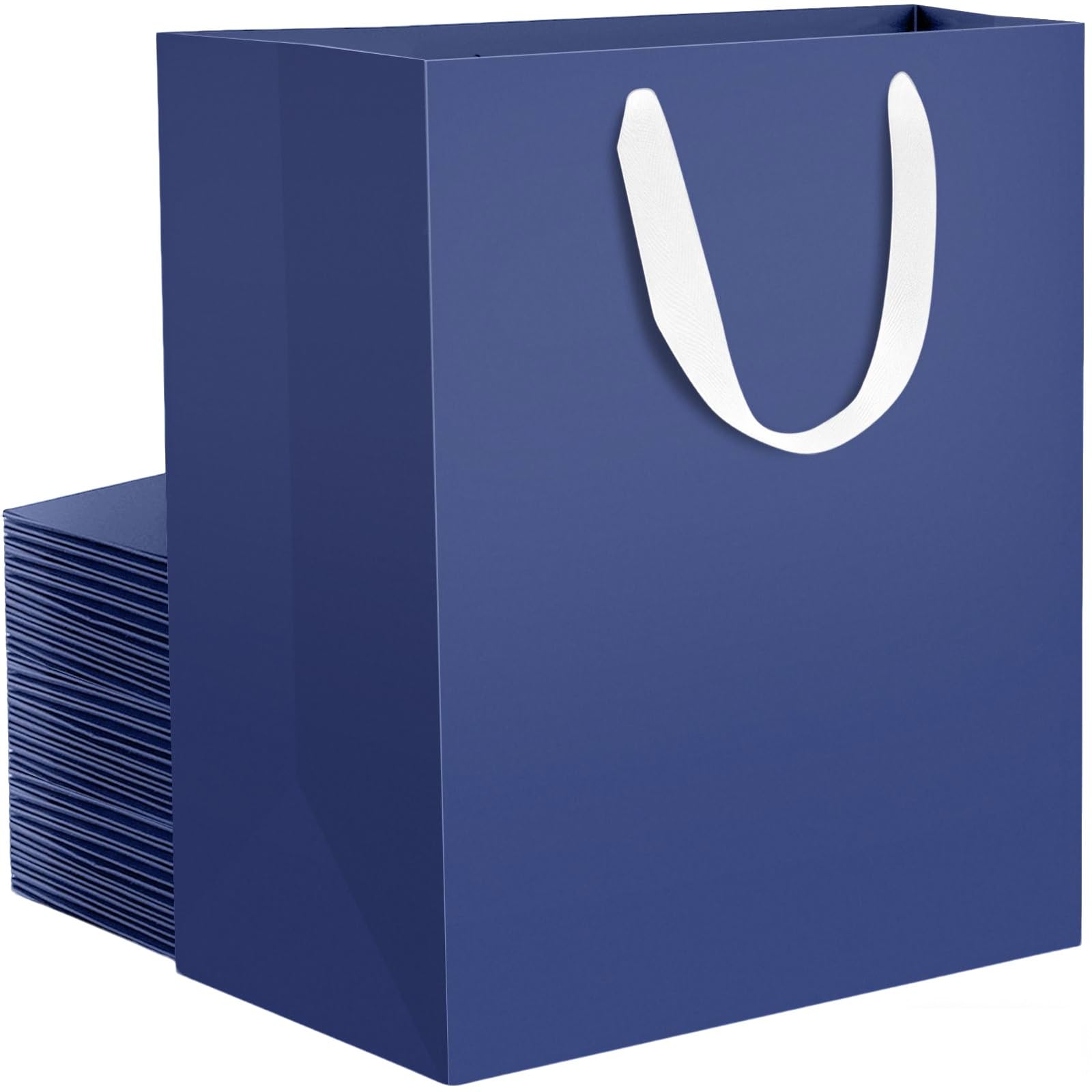 EUSOAR Sacchetti Regalo Blu Scuro - 30 Pcs L 25x13x32cm Buste Carta con Manico - Lusso 230GSM Busta Regalo per Festa Shopper - Grandi Gift Bags Bomboniere Boutiques
