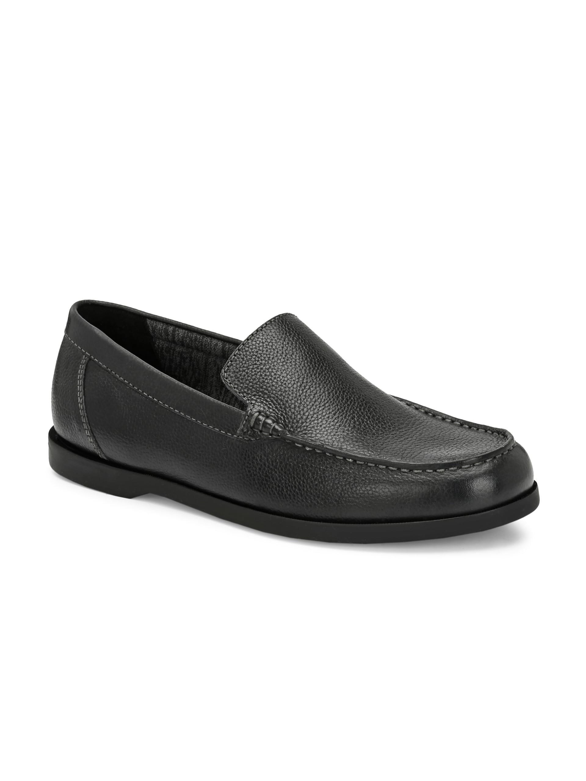 overdrive Onyx Ease Slip- on Black Color Leather Loafers for Men-picture-4