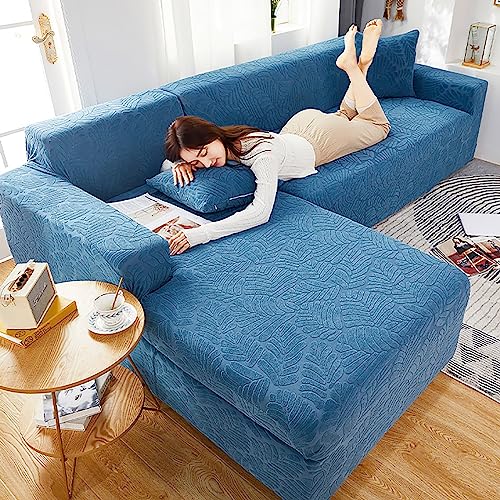 Funda de sofá elástica en forma de L para protector de muebles seccional de 3 plazas 5