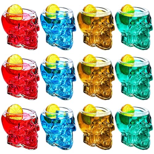Dandat 12 Pcs Halloween Skull Glass Cup 12 oz Wine