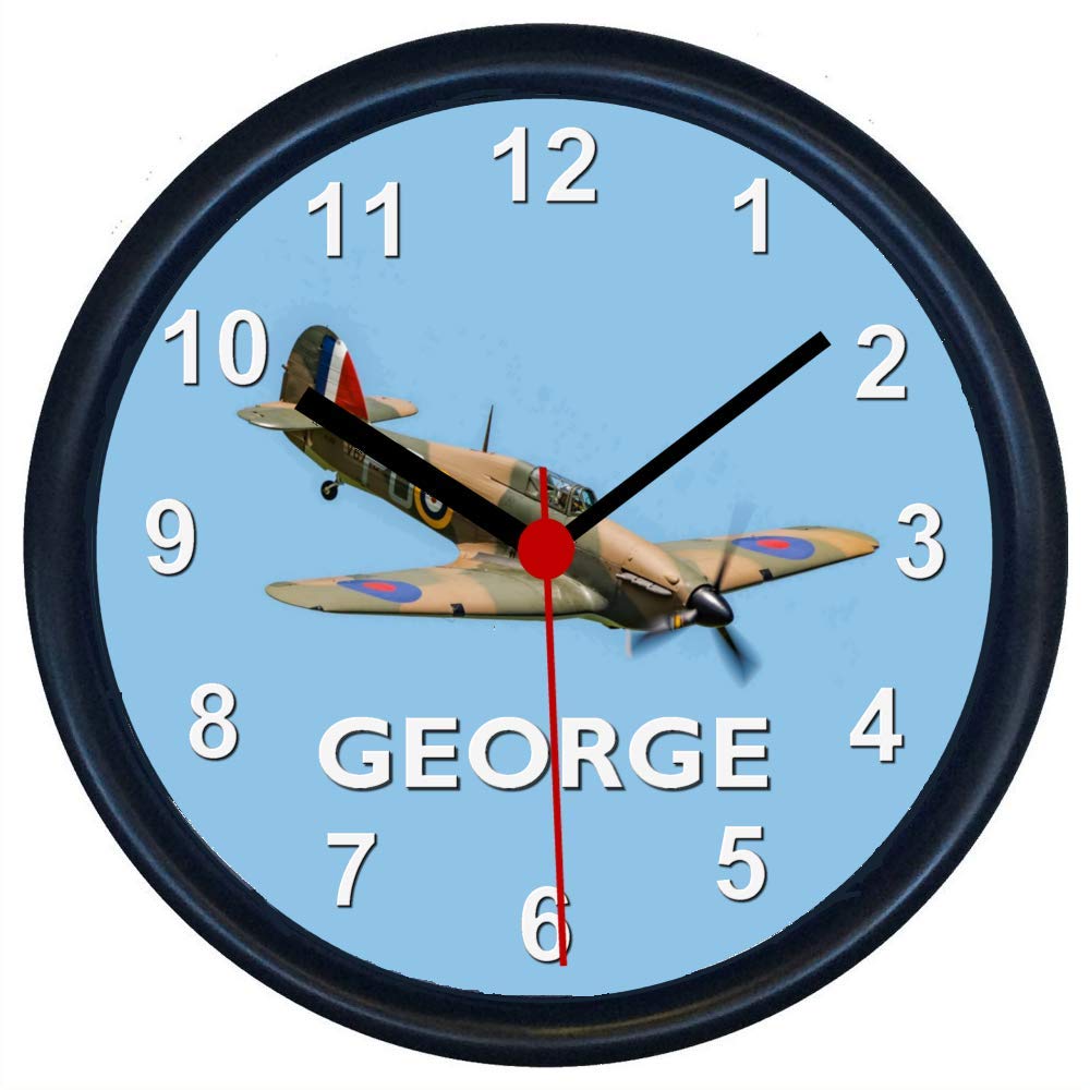 Key Expressions Black Personalised Hawker Hurricane World War Two Fighter Aircraft Wall Clock
