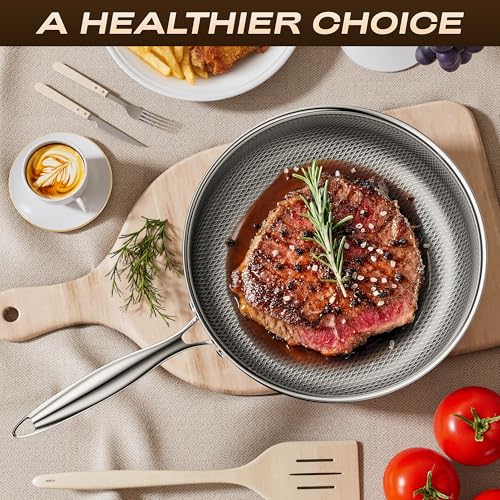 Sauteuse avec couvercle en acier inoxydable poêle hybride durable - 7