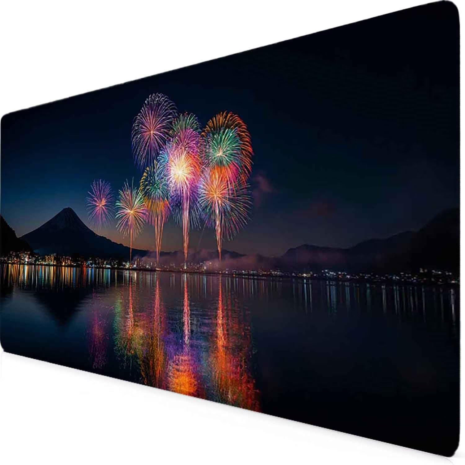 Kolorowa podkładka pod mysz do gier podkładka pod mysz nocny widok XXL 1000 x 500 mm mata biurkowa z przeszytymi krawędziami, antypoślizgowa, do nauki, gier, akcesoriów biurowych, dekoracji prezentów