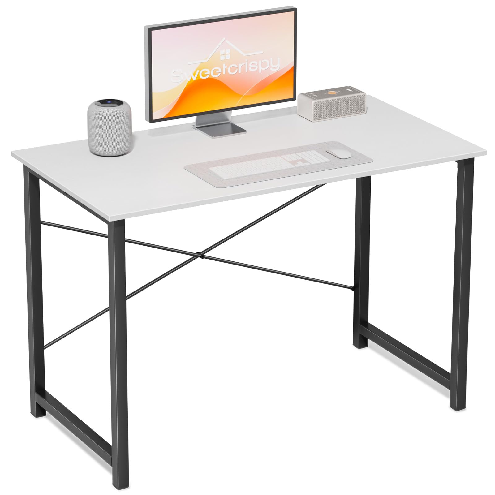 Table bureau d'étude blanche 101,6 x 50 x 75,4 cm en métal pour ordinateur