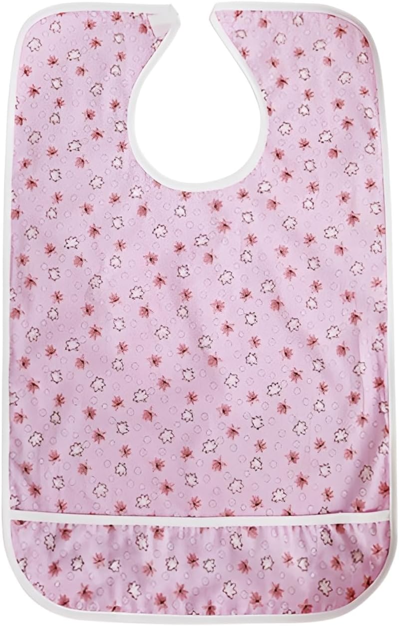 Adult Waterproof Apron, Stylish Floral Print, For Meal Care, Washable Cotton Cloth, Unisex, Dirt Prevention, For Seniors, Nursing, For Home & Hospitals, Practical Design
