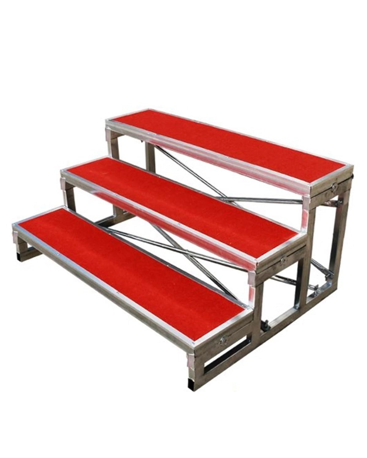 Plataforma escénica, tarima roja para Coro con Alfombra - Plataforma de música Coral de 1 a 3 Niveles, gradas escalonadas para teatros y espectáculos, Duradera y fácil de Montar (128 x 90 x