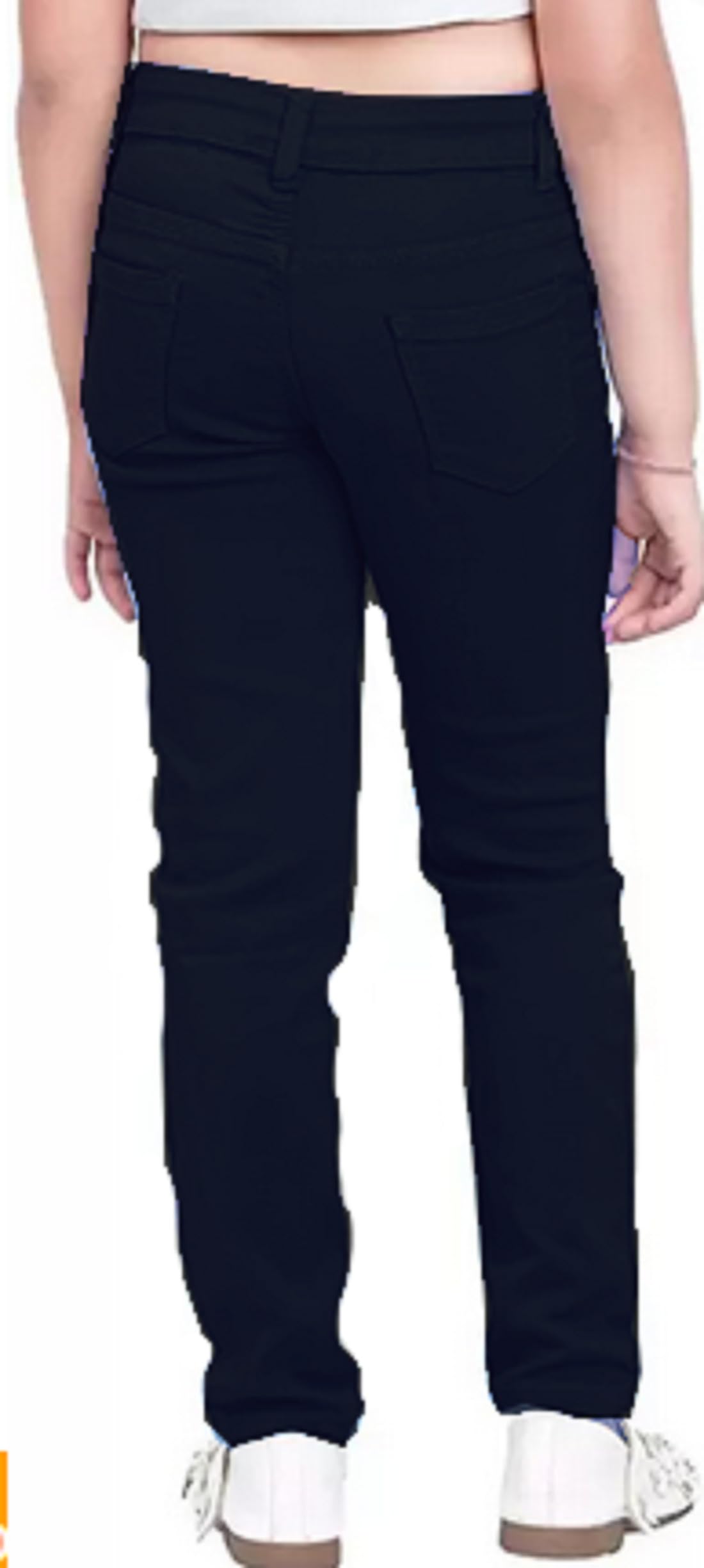 ADBUCKS Jeans Stretchable Denim Fabric Regular Fit Button with Zip Fly for Girls (Black, 6-7 Years) 1