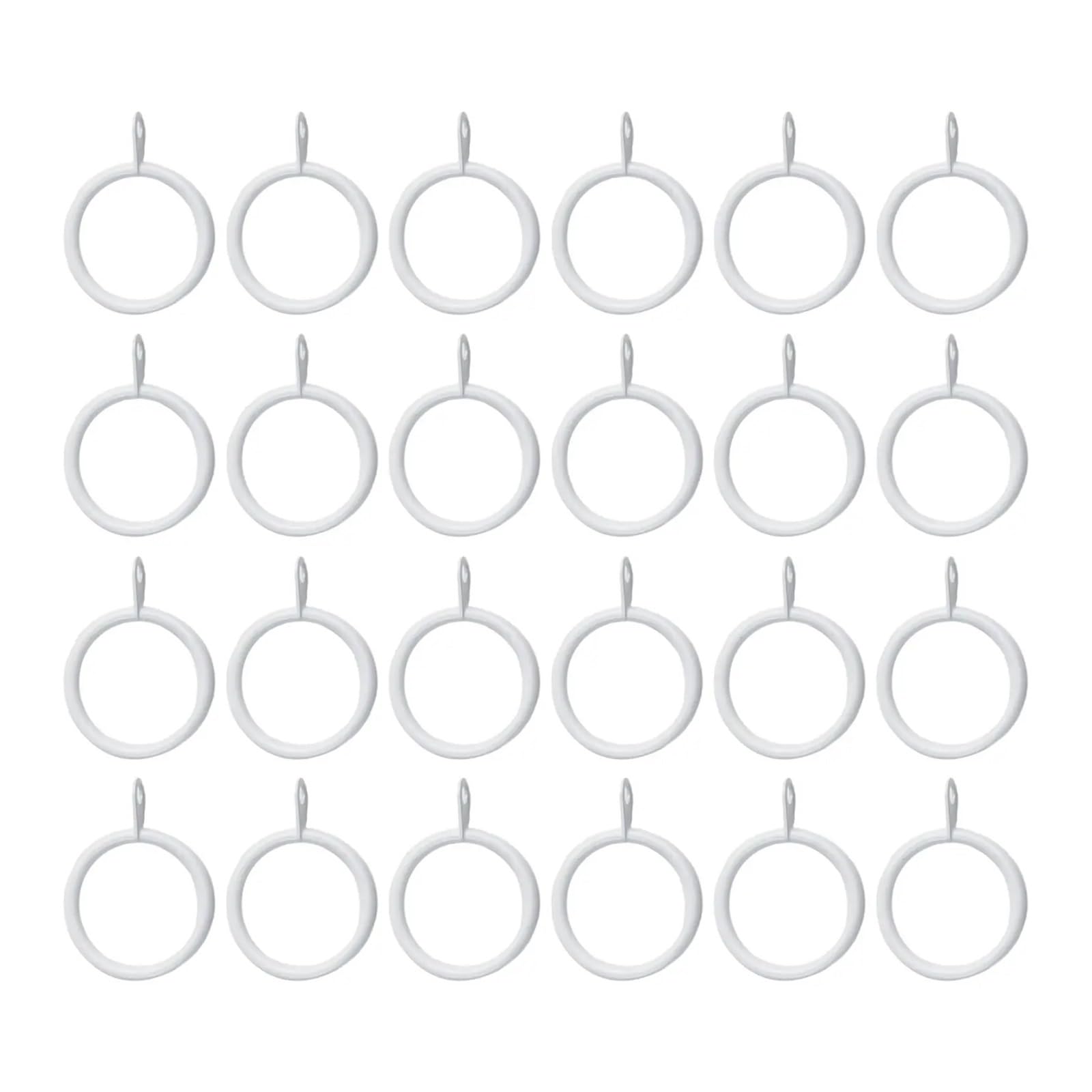 cafe curtain rings 100Pcs Curtain Rings Metal Iron Hanging Hook drapery rod rings For Curtains Rods Pole Voile Heavy Duty 25 TO 37mm Curtai(White)