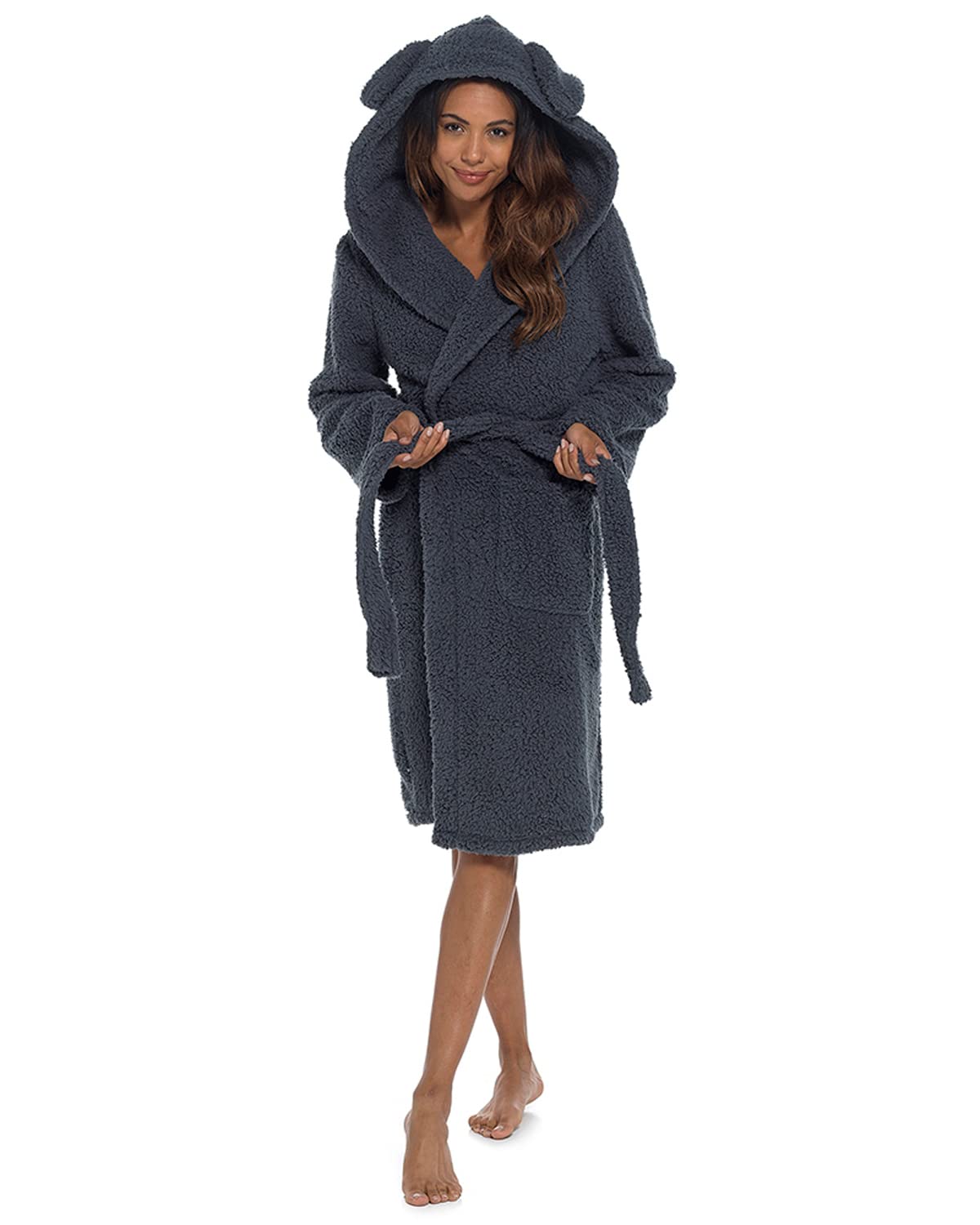 Undercover Ladies Dog Fleece Dressing Gown LN1674 Charcoal 16-18