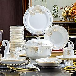 Elevate Your Dining Experience: Order the ELUKHT 42-Piece White Porcelain Bone China Set - Perfect for 6 with Elegant Gold Rim! – ELUKHT