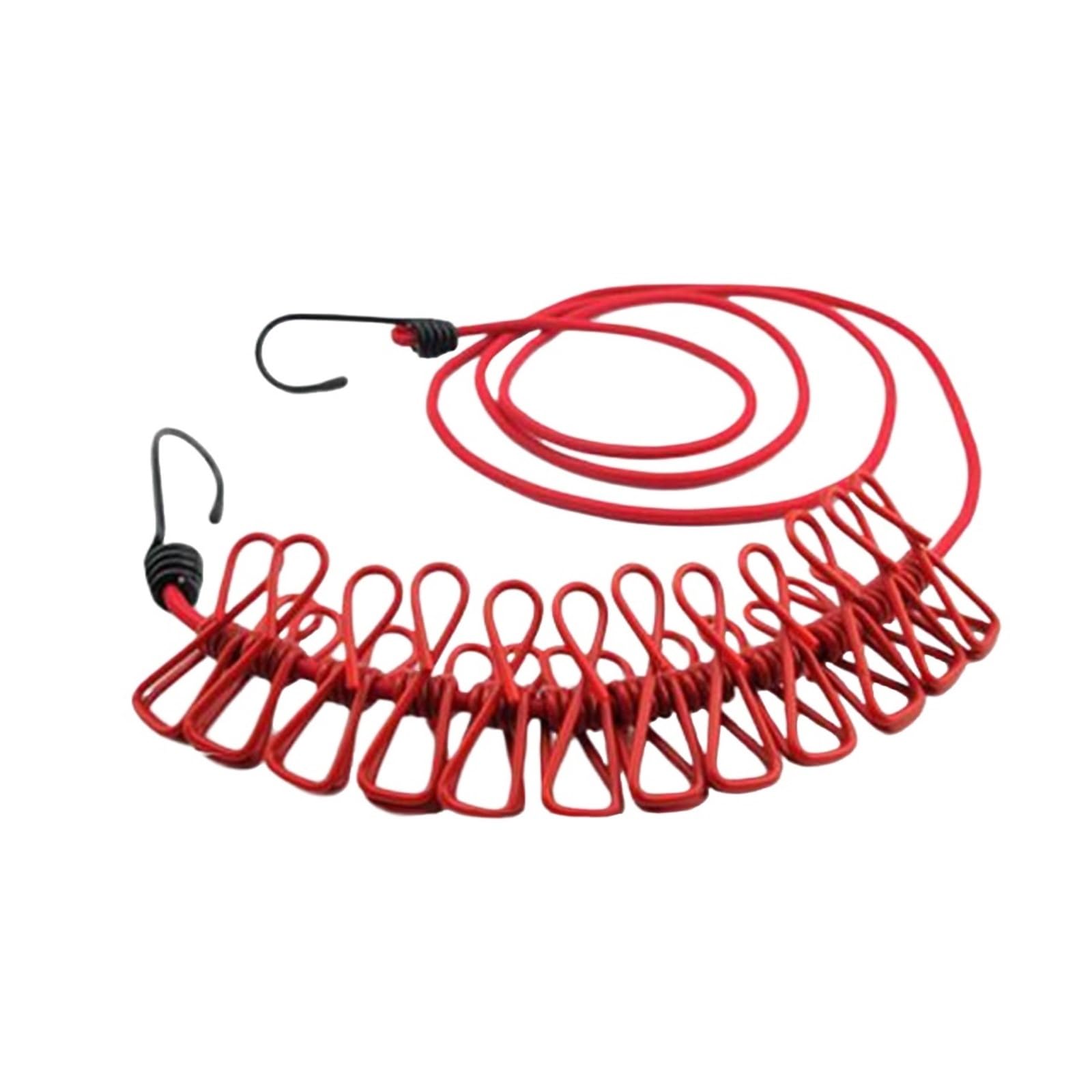 Laundry Line Portable Clothesline With 12 Clothespins, Windproof Travel Stretchy Retractable Elastic Laundry Clothes Line Balcony Garden(Red)
