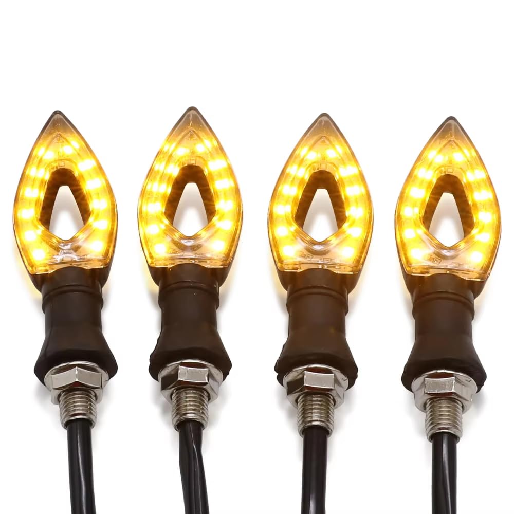 Aksmit PAN Style Indicators 9 Led High Bright Universal for All Bikes Models Turn Signal Lights Motorcycle (Pan light Yellow, 4 Pair)-image-0