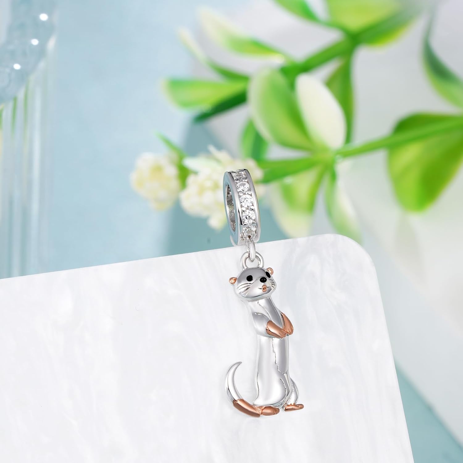Animal Pendant 925 Sterling Silver Ferret Charms for Bracelets Jewelry Gift Stuff Accessories for Women Animal Ferret Lover