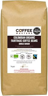 Coffee Masters Colombian Organic Coffee Beans 1kg - Fairtrade Single Origin 100% Arabica Coffee Beans - Light Roasted Whole Coffee Beans Ideal for Espresso Machines - Great Taste Award Winner
