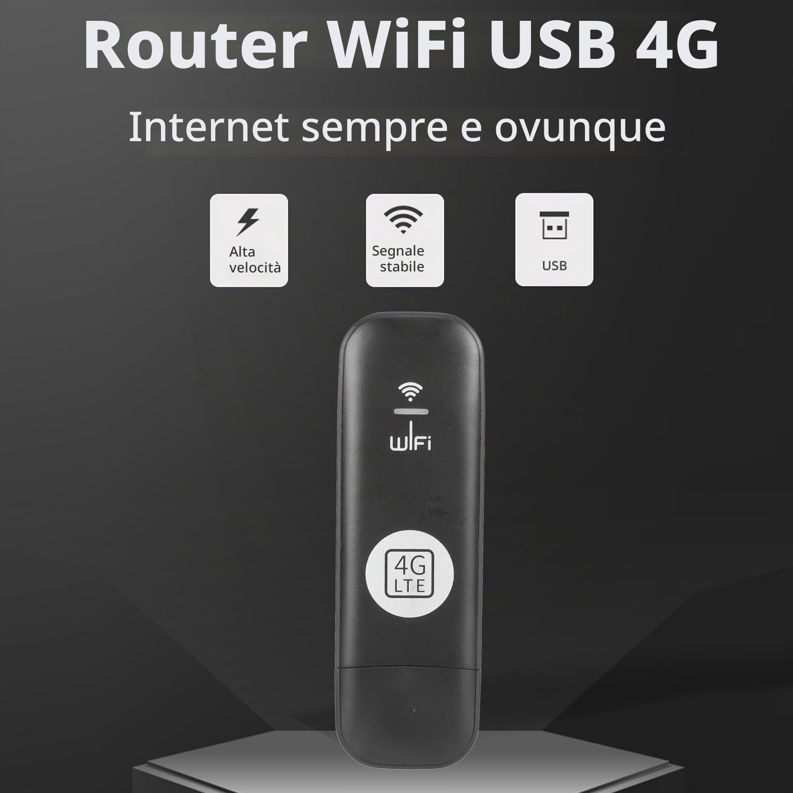 Modem USB 4G LTE Portatile con Slot per Scheda SIM, 8 Utenti Ad Alta Velocità, Supporta TDD e FDD LTE, WCDMA, HSPA+, Reti GSM, Hotspot da Viaggio per Tablet