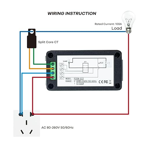 Miniatura 4 de AC 80-260V 100A Pantalla digital LCD Monitor de potencia multifunción Voltaje Frecuencia de corriente Factor de potencia Medidor de energía