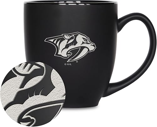 Vista 27 de Rico Industries NHL Hockey - Taza bistró de cerámica negra mate de 15 onzas