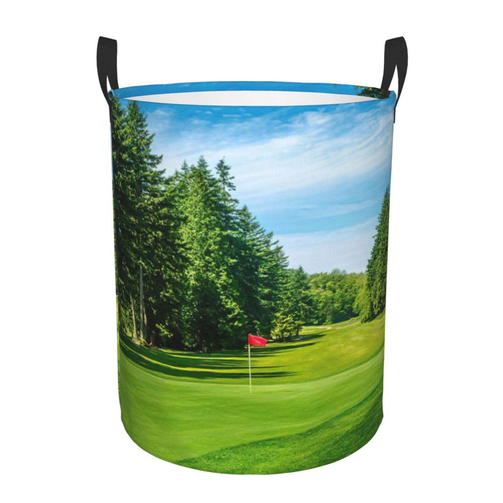 Sac à linge grand format rond motif golf à poignées pour ranger facilement tout votre linge