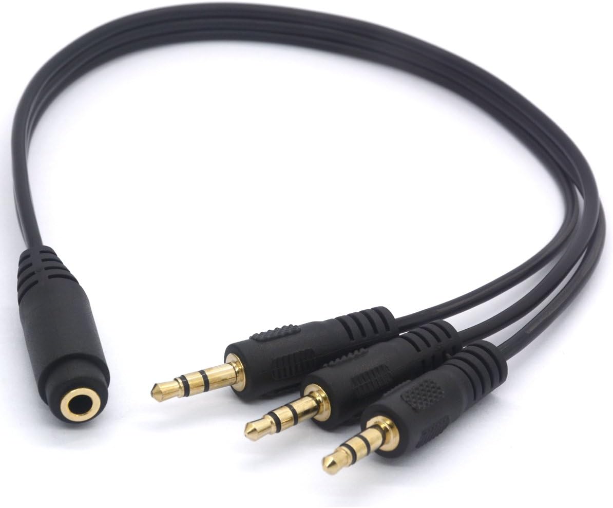 Tomost 3 Way Headphone Splitter Gold Plated 3.5mm TRS Female to 3 x 3.5mm TRS...