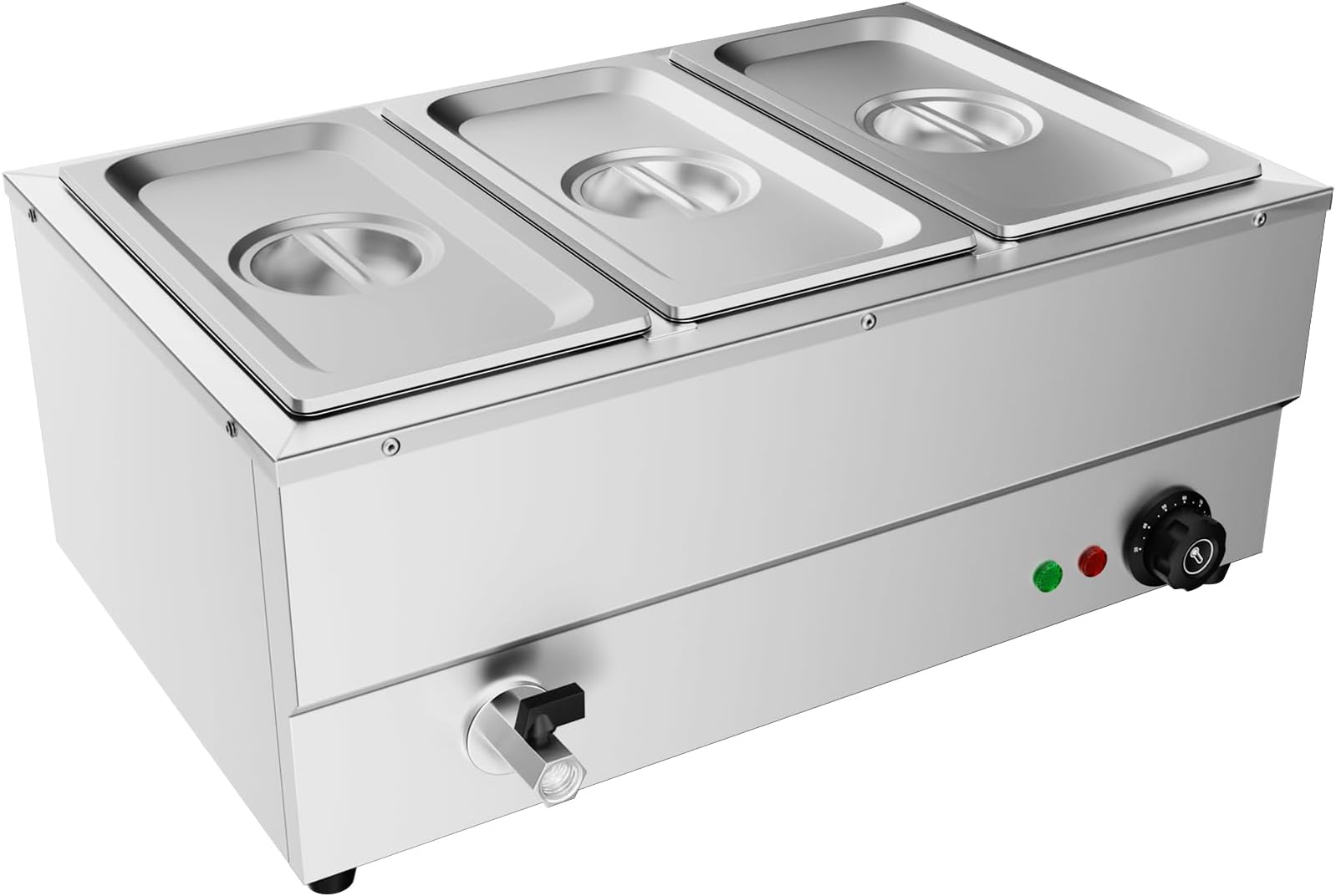 TAIMIKO Commercial Electric Food Warmer Stainless Steel Bain Marie Buffet Food Warmer Steam Table for Catering and Restaurants Wet Well Wet Heat 1500W (3 x 1/3 GN Pans)